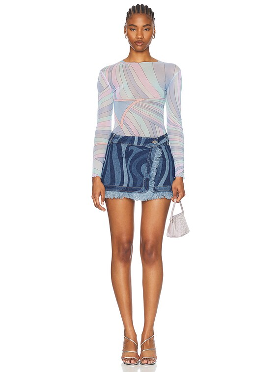 Emilio Pucci Long Sleeve Top in Celeste & Rosa | FWRD