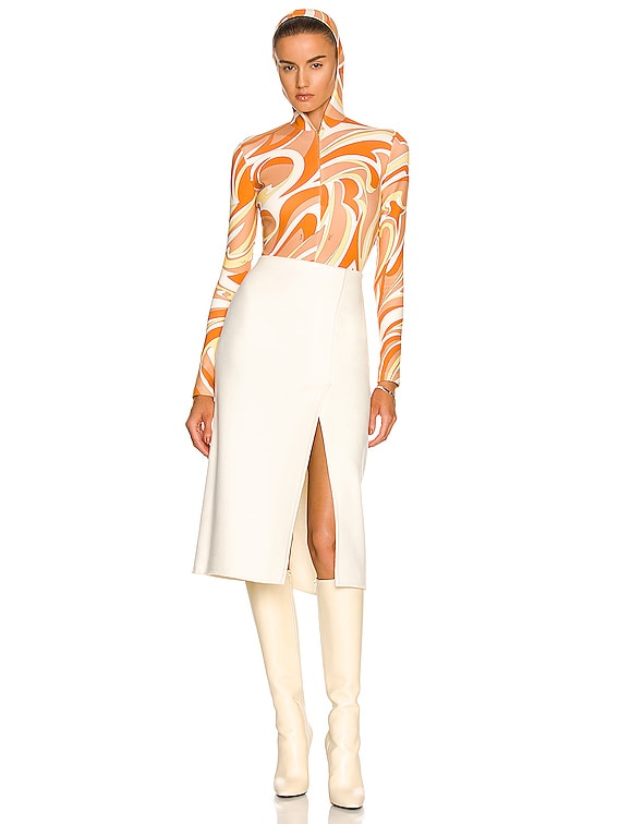 Emilio Pucci Scuba Bodysuit in Arancio & Nude