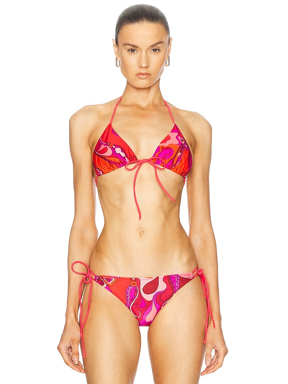 Emilio Pucci Bikini Top in Rosso & Fuxia | FWRD Emilio Pucci Bikini Top in Rosso & Fuxia | FWRD