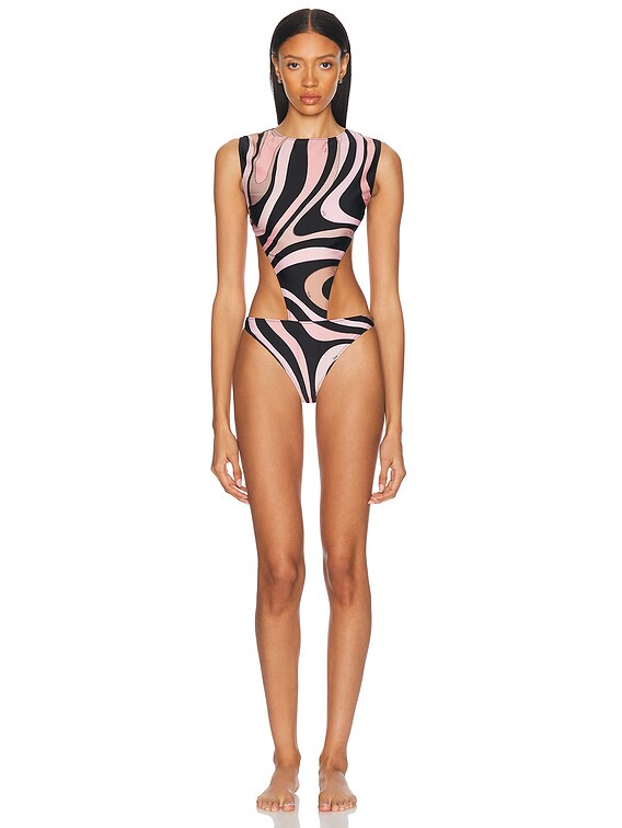 Emilio Pucci One Piece Swimsuit in Nero & Nude | FWRD Emilio Pucci One Piece Swimsuit in Nero & Nude | FWRD