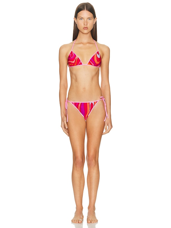 Emilio Pucci Tie Side Bikini Bottom in Corallo & Fuxia | FWRD