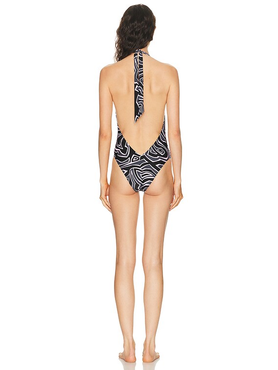 Emilio Pucci Costume One Piece Swimsuit in Black & Pink | FWRD