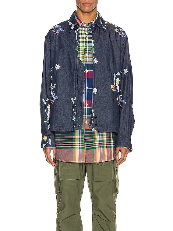 Engineered Garments Claigton Jacket in Indigo Denim Floral