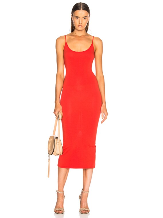 Enza Costa Jersey Back Slit Dress in Blood Orange | FWRD