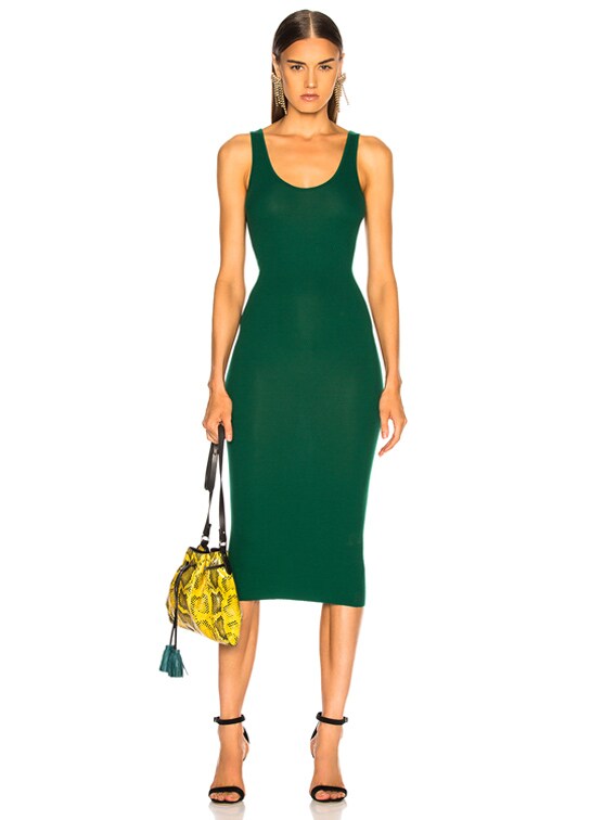 Enza Costa Rib Tank Dress in Emerald | FWRD