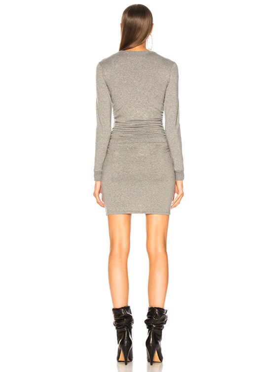 Enza Costa Cashmere Long Sleeve Crew Side Ruched Mini Dress in Smoke | FWRD