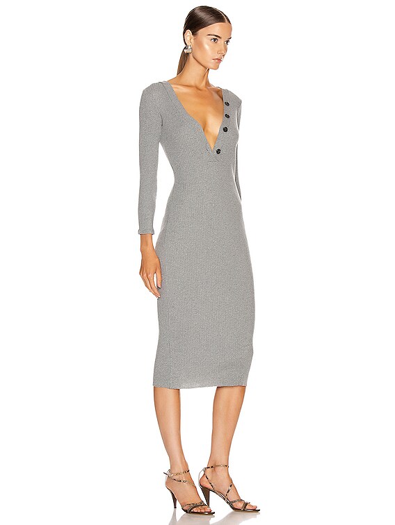 ribbed henley midi dress