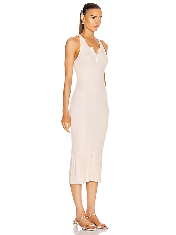 ribbed henley midi dress