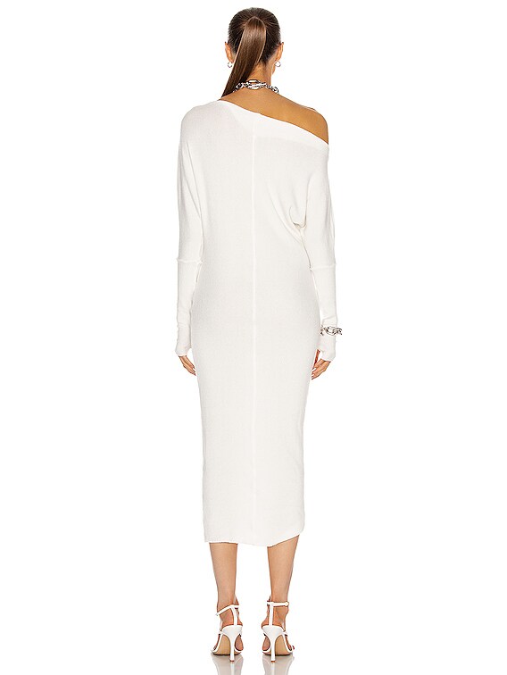 enza costa sweater knit slouch dress in Winter White Midi dresses