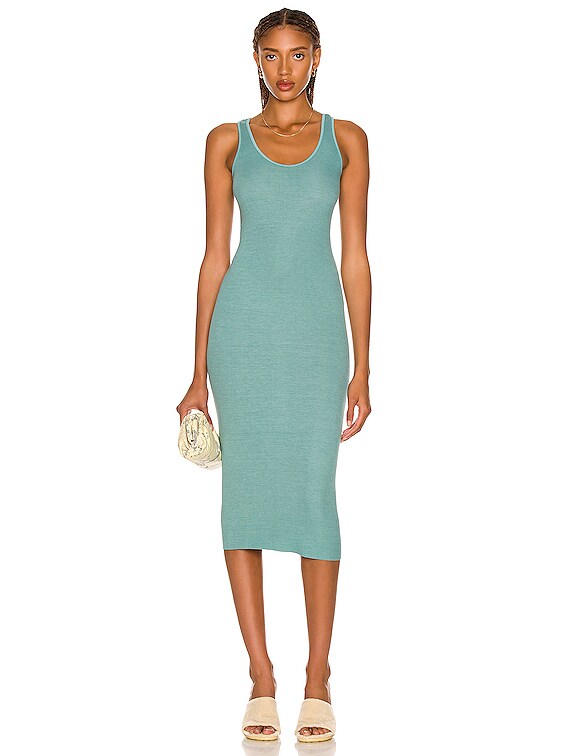 Enza Costa Silk Rib Tank Midi Dress in Aqua | FWRD