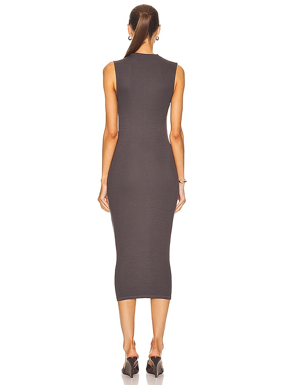 Enza Costa Silk Knit Sleeveless Twist Midi Dress in Dark Enza Costa Silk Knit Sleeveless Twist Midi Dress in Dark
