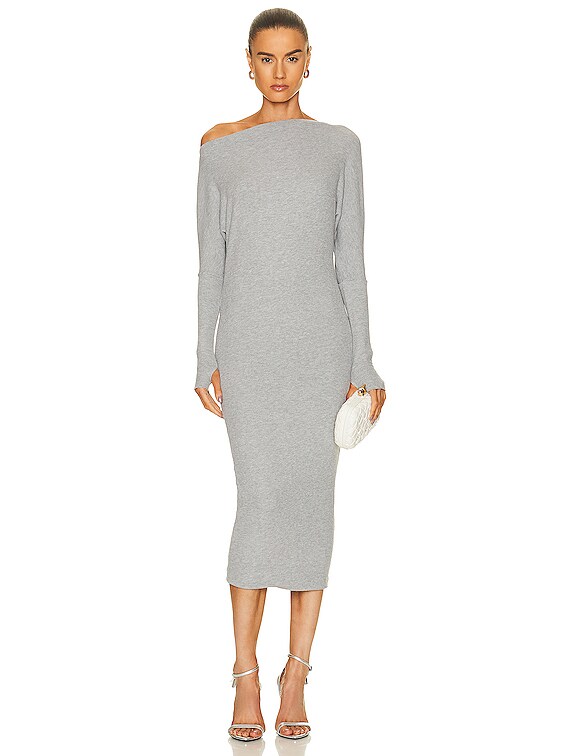 Enza Costa Knit Slouch Sweater Dress in Heather Grey | FWRD