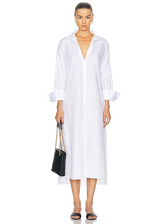 Enza Costa Poplin Shirt Dress in White FWRD