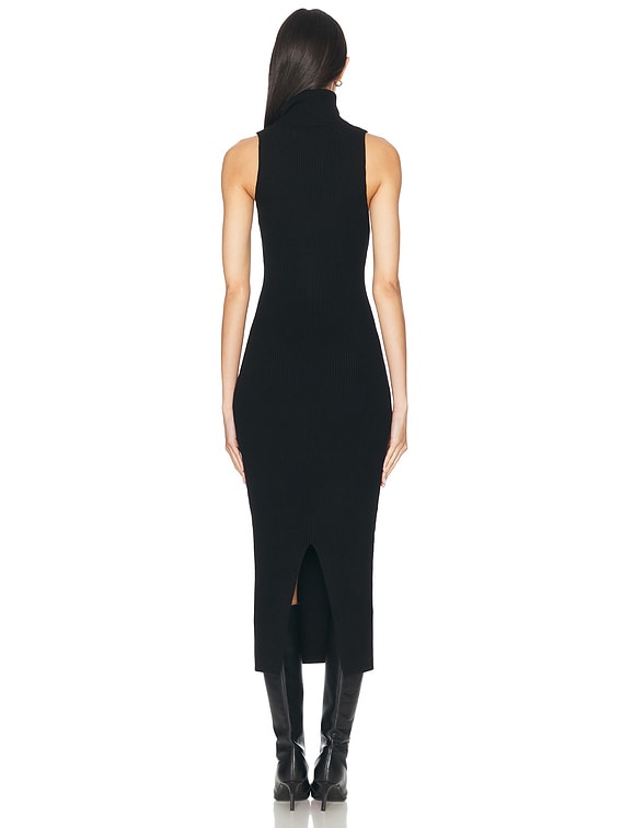 Enza Costa Rib Sleeveless Turtleneck Sweater Dress in Black | FWRD