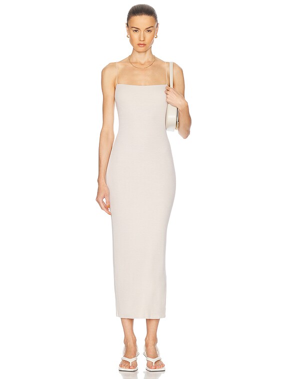 Enza Costa Silk Knit Jersey Essential Strappy Dress in Canvas | FWRD