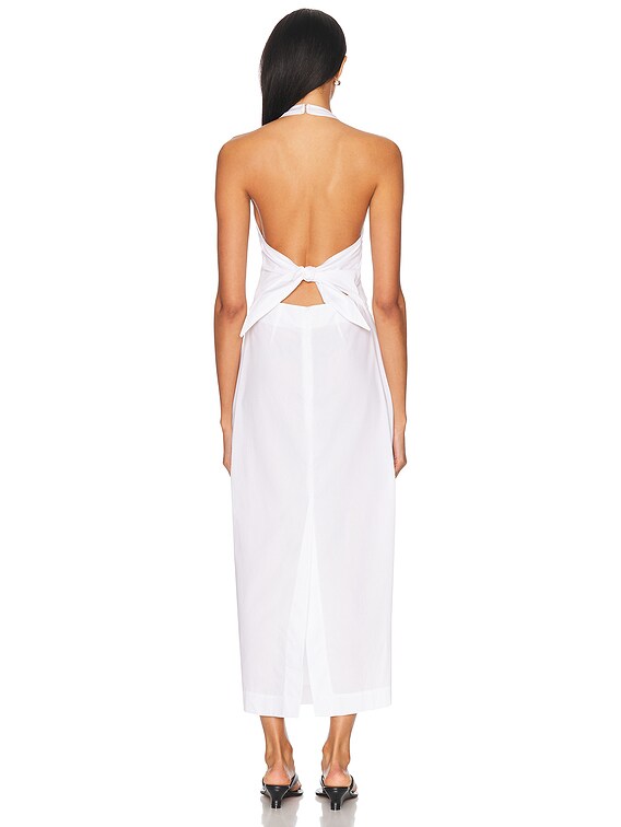 Enza Costa Poplin Halter Dress in White | FWRD
