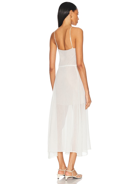 Enza Costa Japanese Yoryu Chiffon Dress in Off White | FWRD