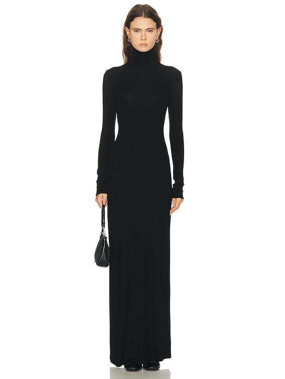 Enza Costa Silk Rib Fluid Turtleneck Dress in Black | FWRD Enza Costa Silk Rib Fluid Turtleneck Dress in Black | FWRD