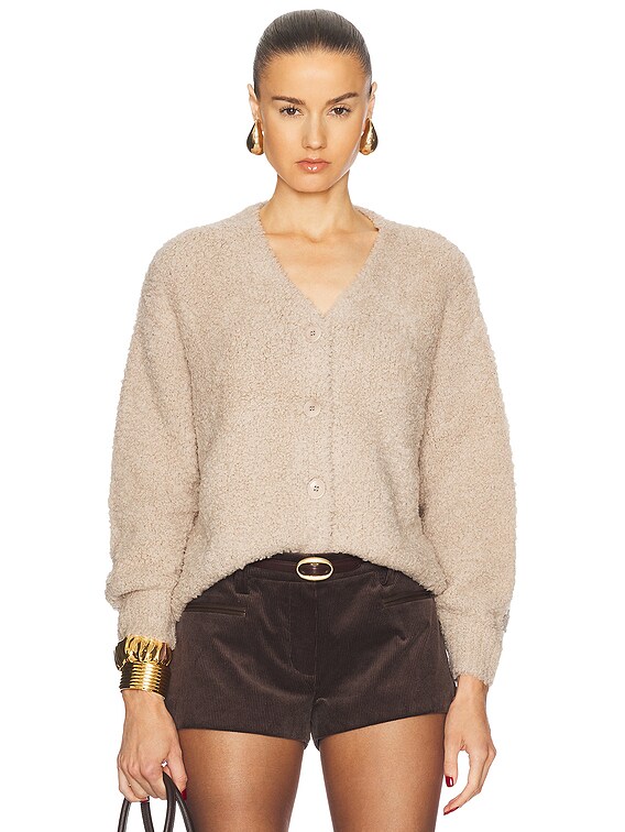 STONE  ベージュ カーディガン Enza Costa Wool Feather Boxy Cardigan in Stone | FWRD