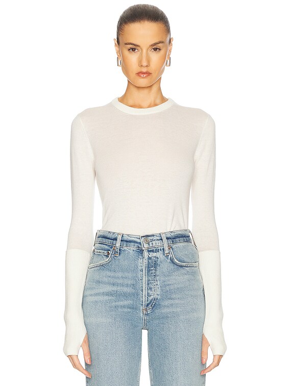 Fitted Cuffed Long Sleeve Crewneck Sweater