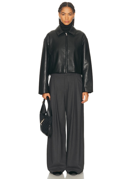 Enza Costa Leather Minimal Jacket in Black | FWRD