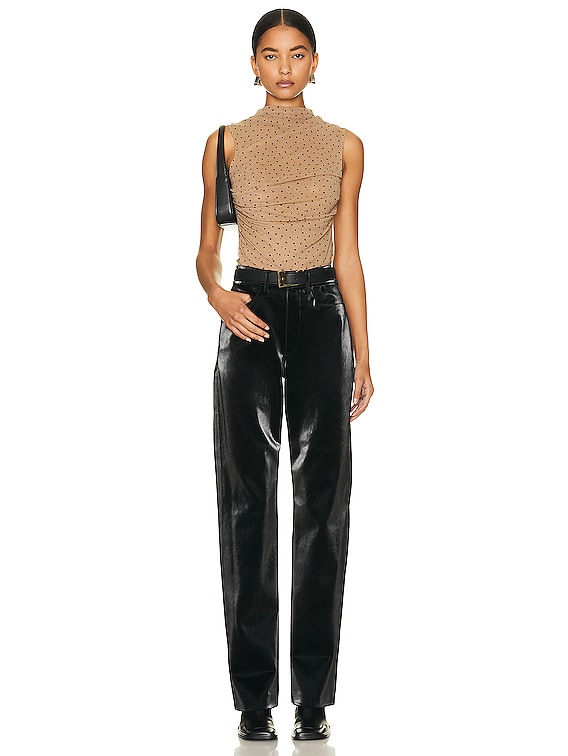 Soft Leather Straight Leg Trouser | Black