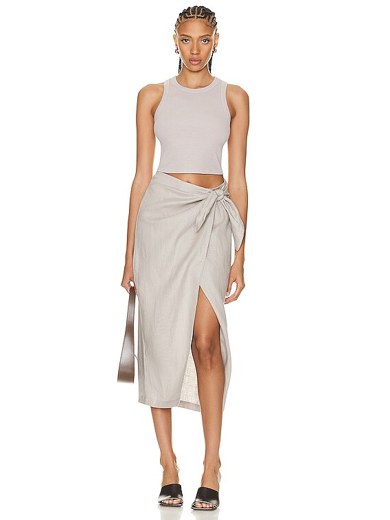 Enza Costa Linen Wrap Skirt in Mist | FWRD