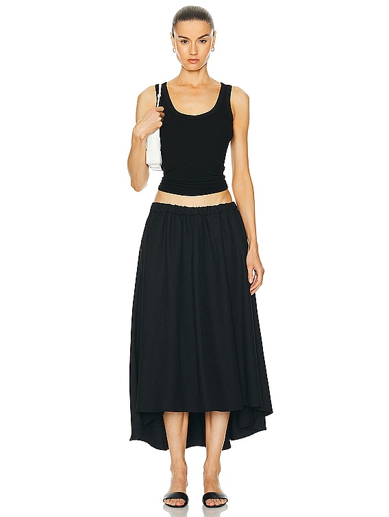 Enza Costa Twill Circle Skirt in Black | FWRD