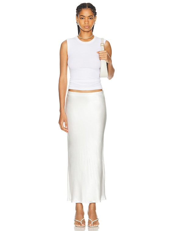 Enza Costa Satin Bias Cut Skirt in Undyed | FWRD