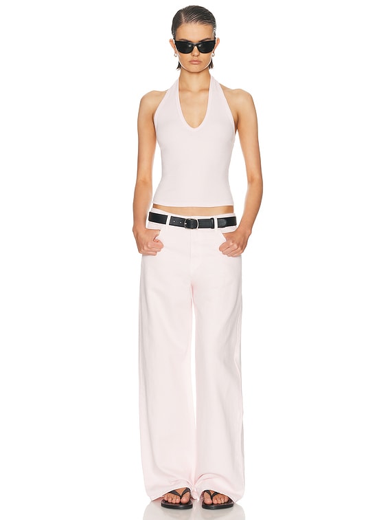 Enza Costa Cotton Rib U Halter Top in Cherry Blossom | FWRD