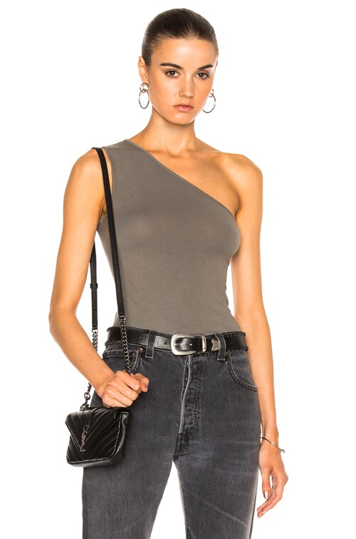 Enza Costa One Shoulder Tank Top in Sage | FWRD