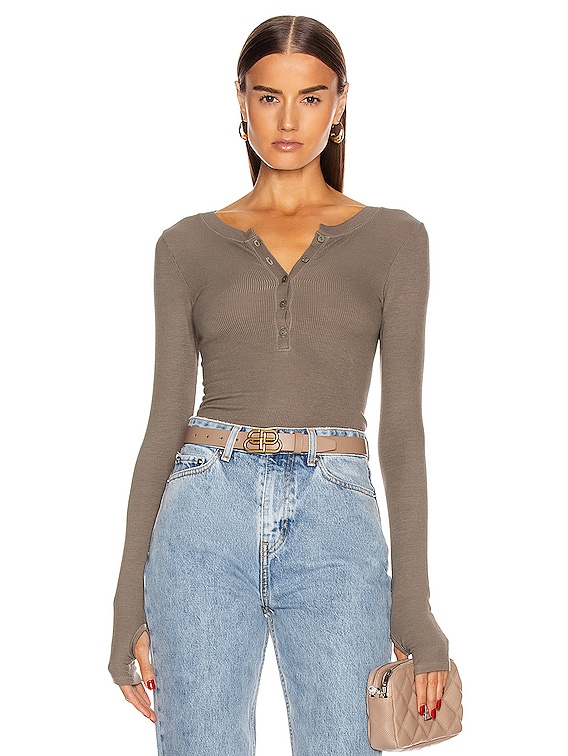 Shrunken Crew Top In Almond