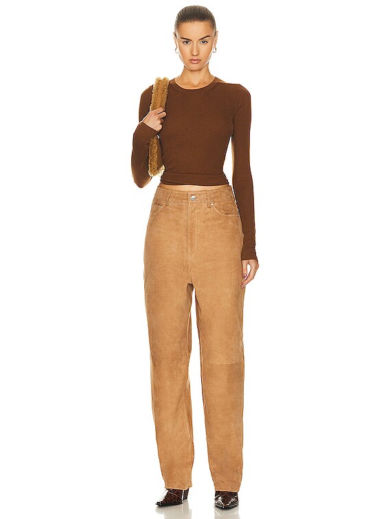 Namu Shop - Unfil Raw Silk Ribbed Jersey Pants - Coffee Brown