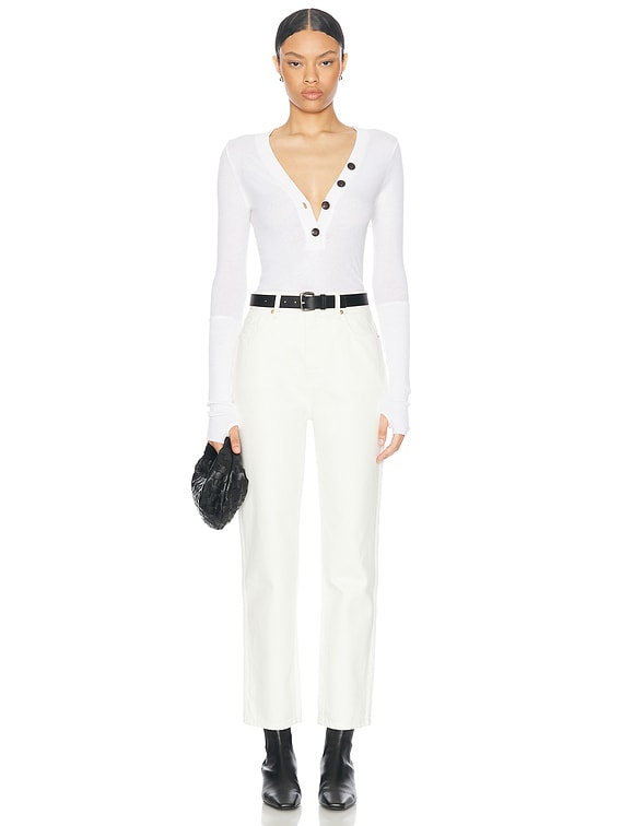Cashmere Longsleeve Cuffed Henley Top