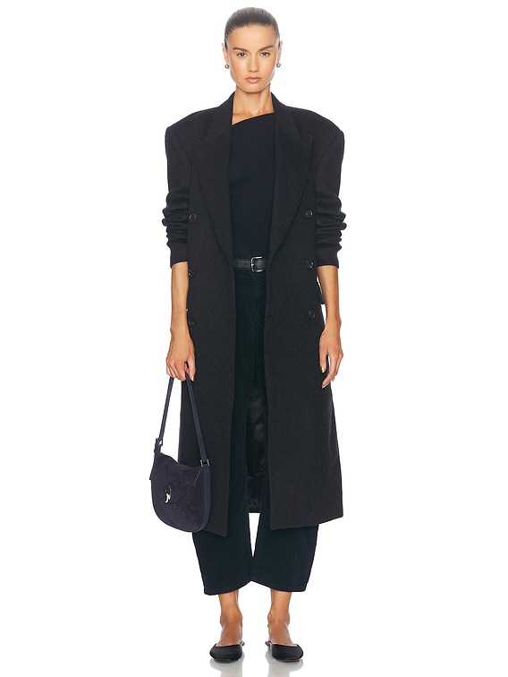 Enza Costa Cashmere Cuffed Off Shoulder Longsleeve Top in Black | FWRD