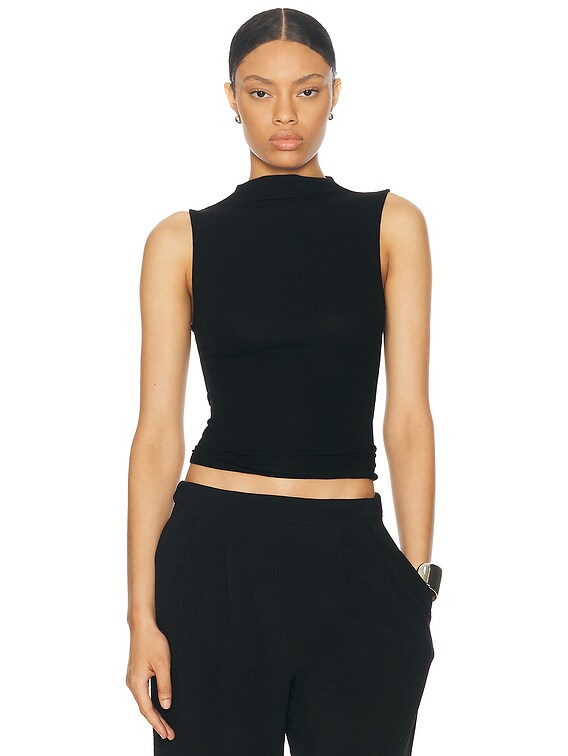 完売品　新品　BRIEFING CE WAIST RIB HIGHNECK Enza Costa Silk Knit Rib Sleeveless Mockneck Top in Black | FWRD