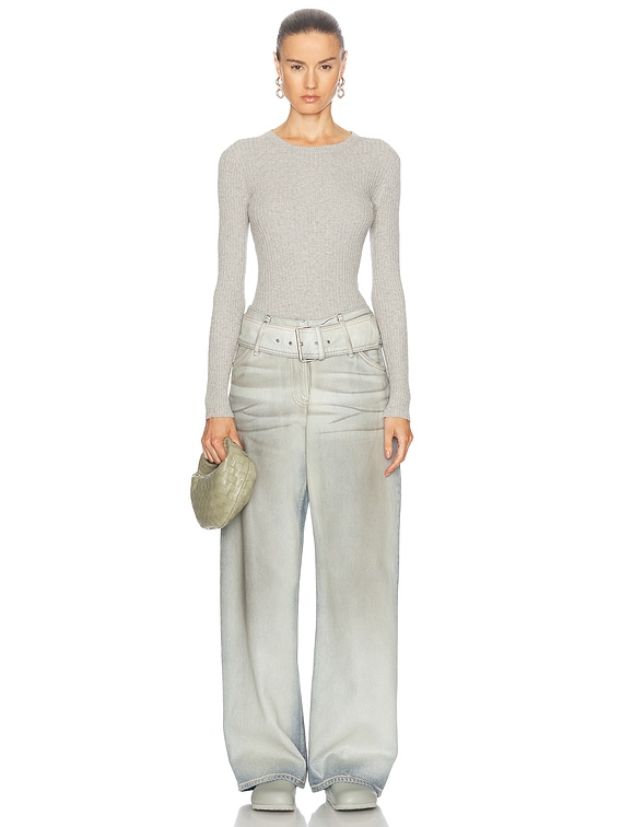 Enza Costa Cashmere Cotton Pointelle Longsleeve Crewneck Top Enza Costa Cashmere Cotton Pointelle Longsleeve Crewneck Top