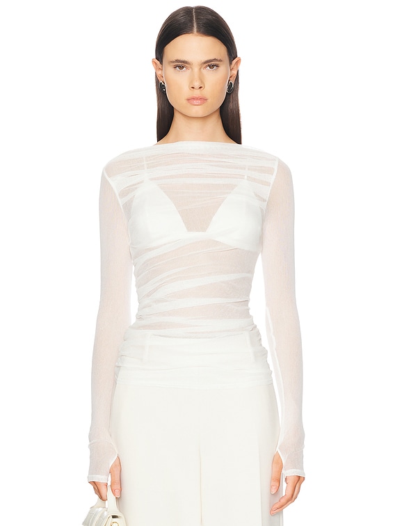 Enza Costa Draped Boatneck Top in Chalk | FWRD