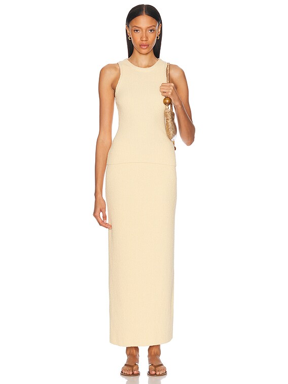 Enza Costa Boucle Knit Tank Top in Bleached Sand | FWRD