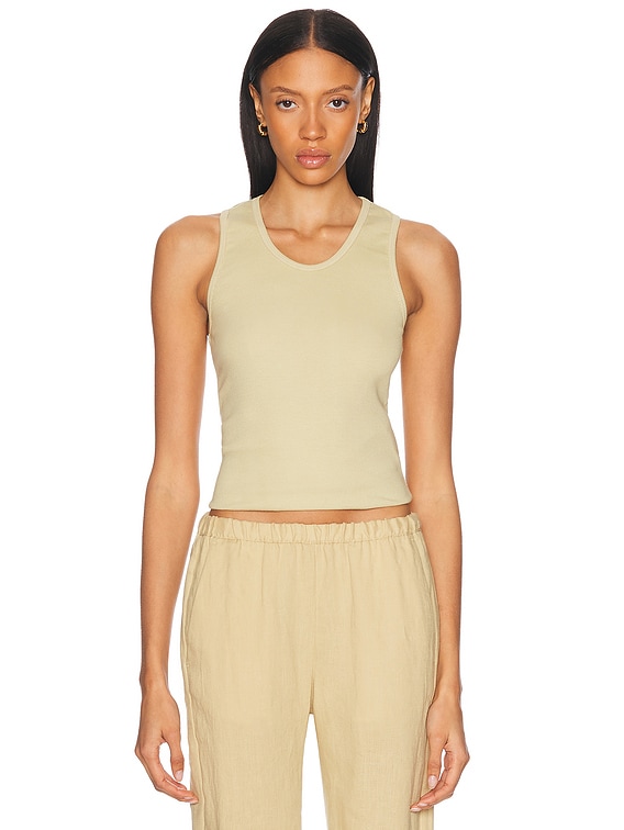 Enza Costa Cotton Rib Scoop Tank Top in Celadon | FWRD