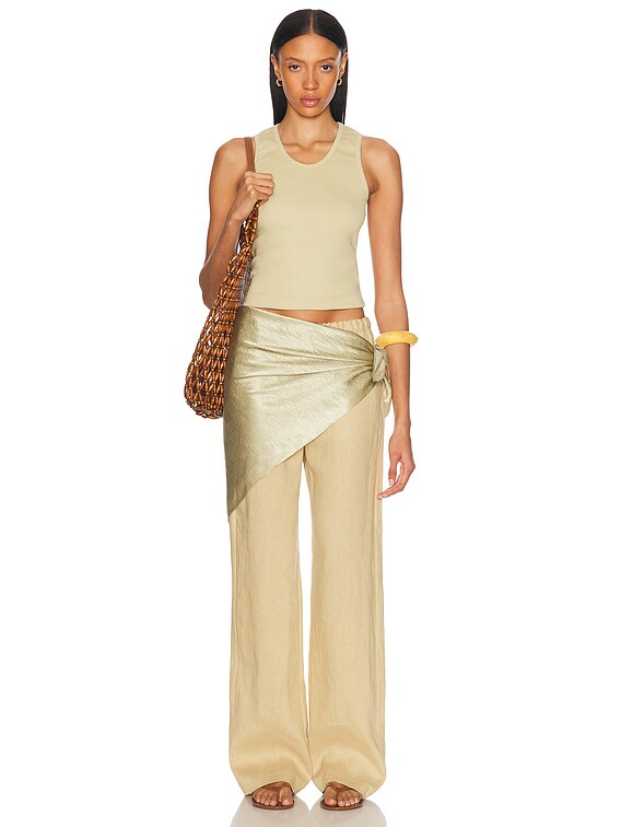Enza Costa Cotton Rib Scoop Tank Top in Celadon | FWRD