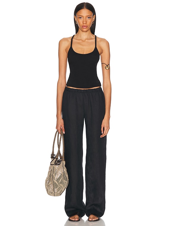 Enza Costa Cotton Rib U Tank Top in Black | FWRD