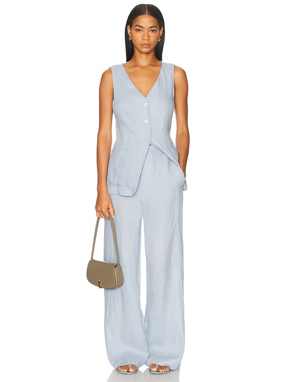 Enza Costa Linen Tunic Vest in Sky | FWRD