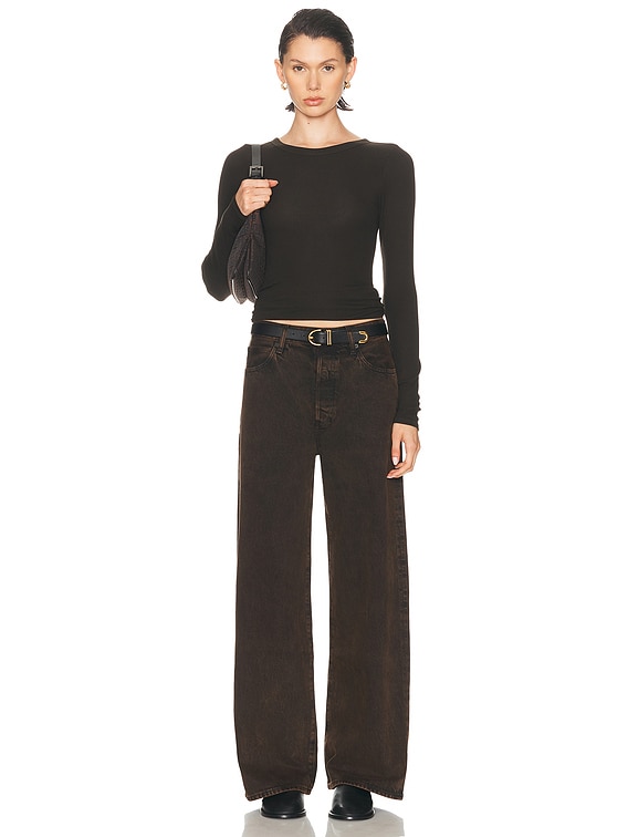 Silk Knit Long Sleeve Crewneck Top