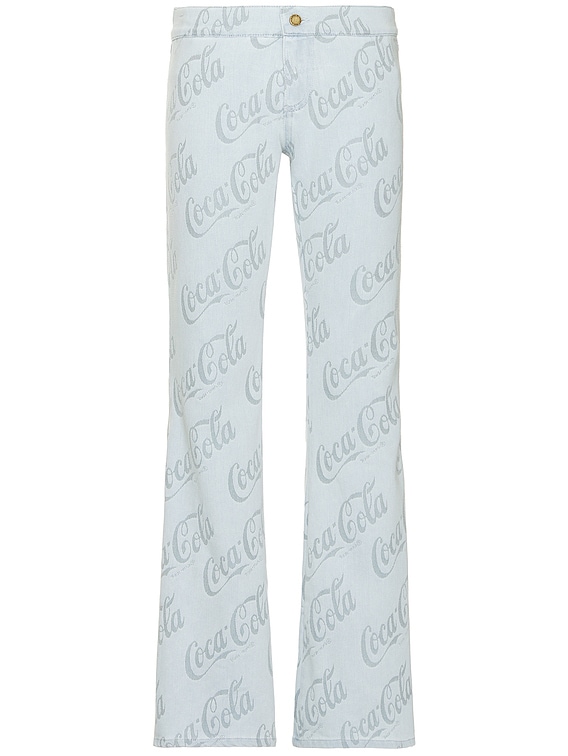 ERL Jacquard Denim Flare Pants Woven in Grey Coca Cola | FWRD