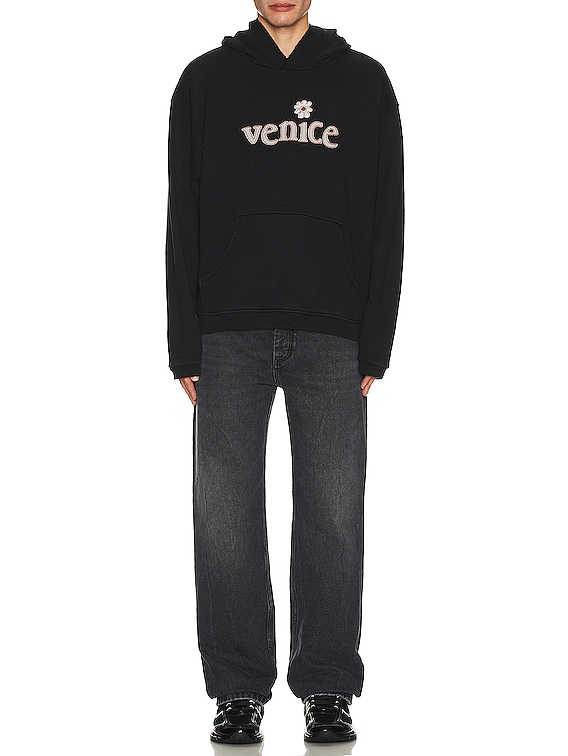 ERL Unisex Venice Patch Hoodie Knit in BLACK | FWRD