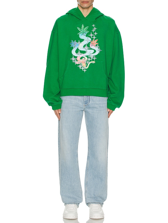 ERL Mens Printed Hoodie Knit in GREEN | FWRD