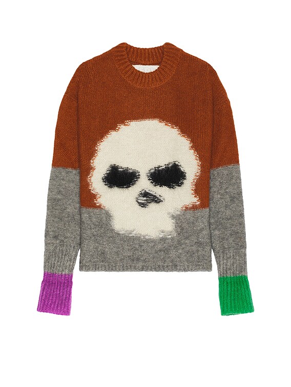 Unisex Mohair Skull Intarsia Sweater Knit