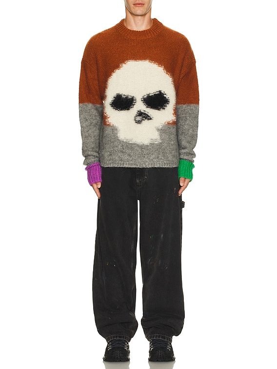 Unisex Mohair Skull Intarsia Sweater Knit