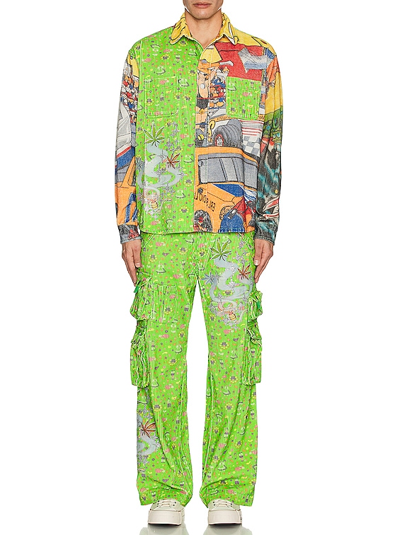 パンツ ERL corduroy printed cargo pants woven ERL Unisex Corduroy Printed Cargo Pants Woven in GREEN | FWRD